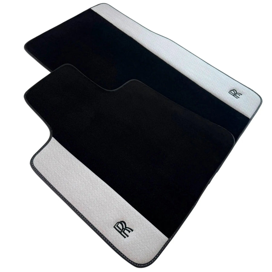 Black Floor Mats for Rolls Royce Ghost Series I (2010-2020) with Gray Leather Borders