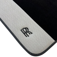 Black Floor Mats for Rolls Royce Ghost Series I (2010-2020) with Gray Leather Borders