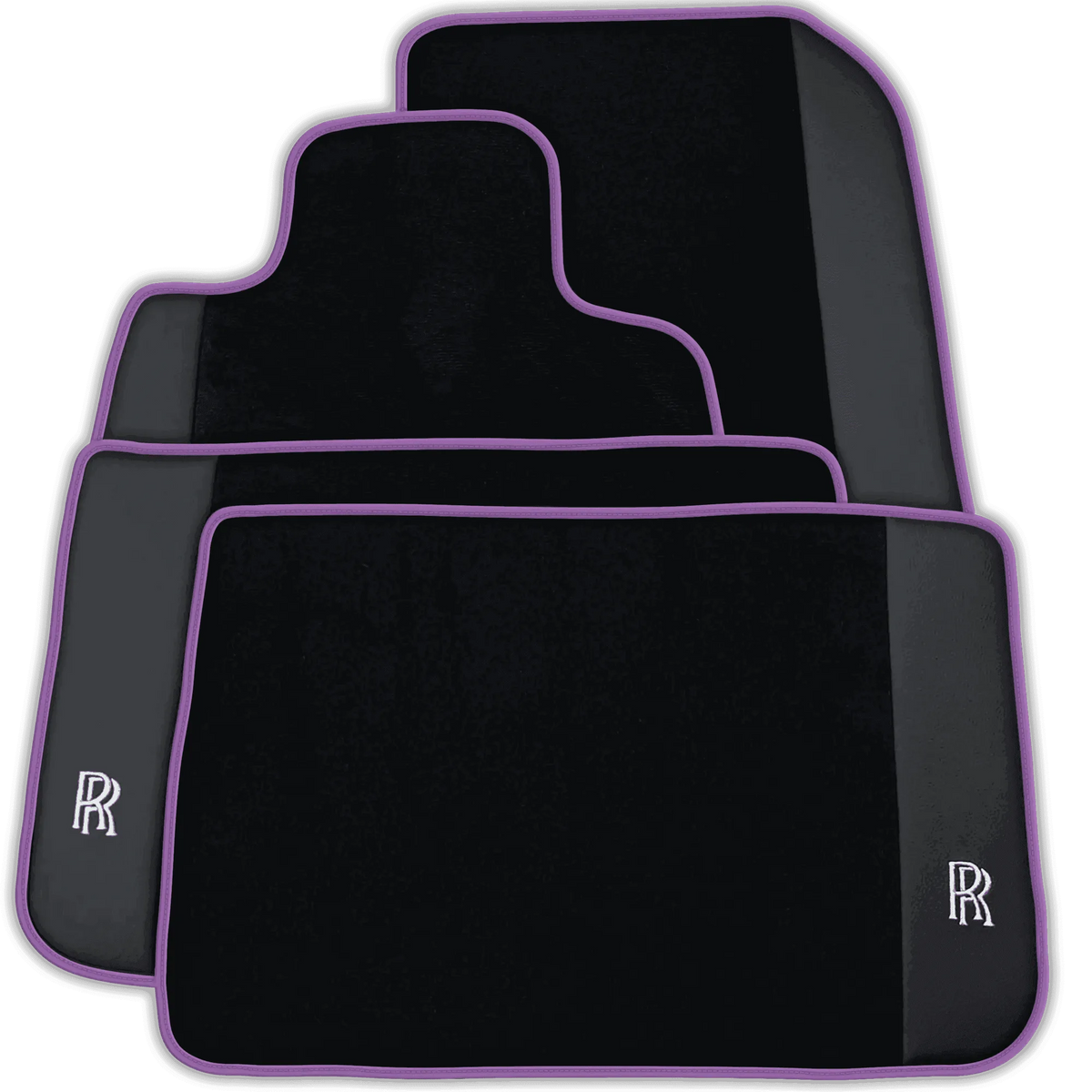Black Floor Mats for Rolls Royce Ghost Series II (2021–2024) with Leather | Various Trim Colors