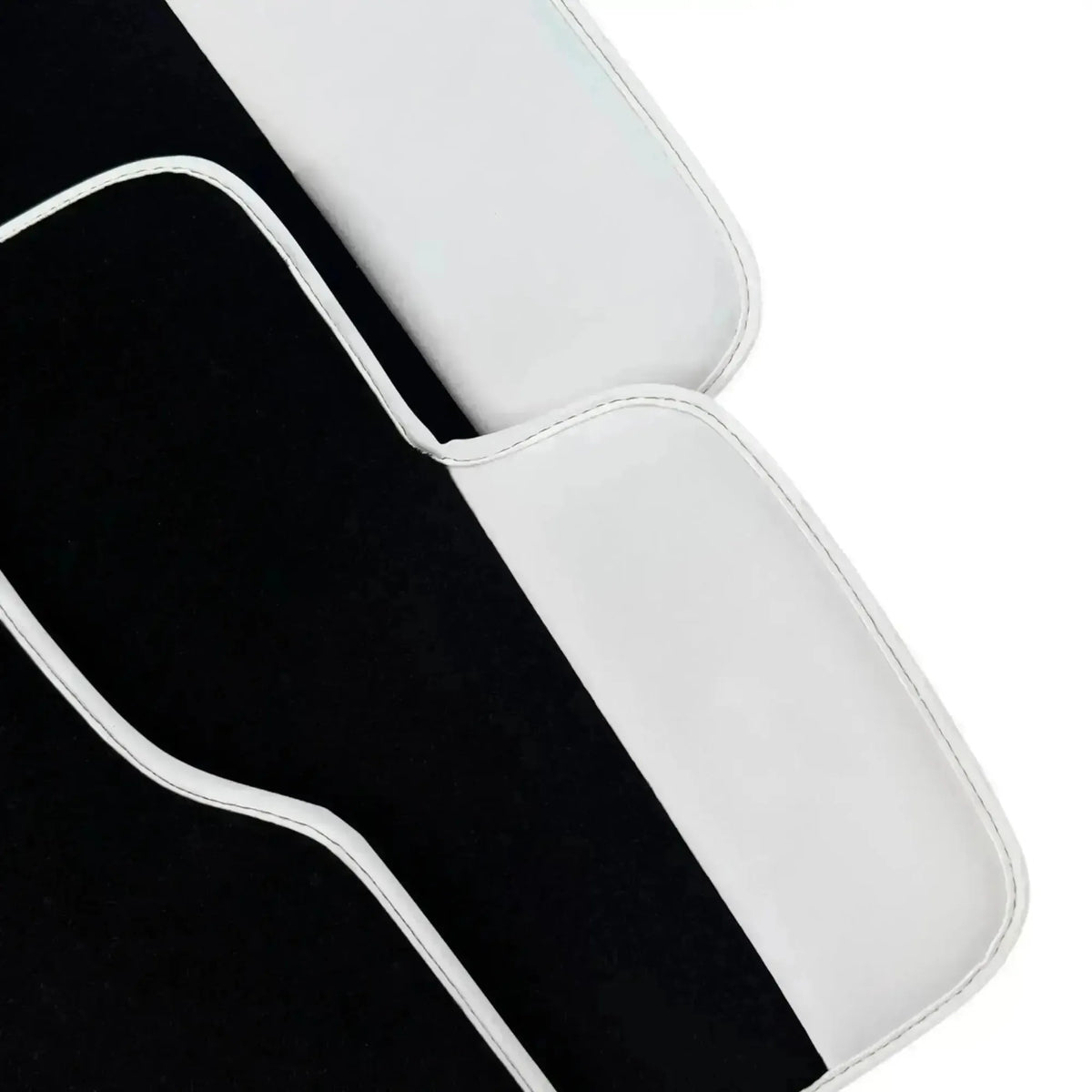 Black Floor Mats for Rolls Royce Ghost Series II (2021-2024) with White Leather | White Trim