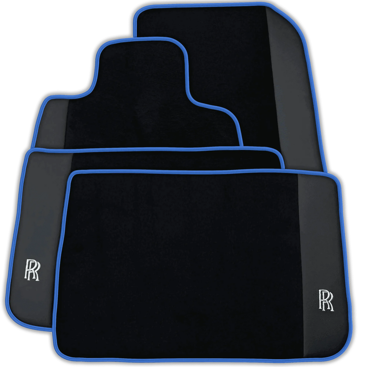 Black Floor Mats for Rolls Royce Phantom Drophead Coupe (2007-2016) with Leather | Various Trim Colors