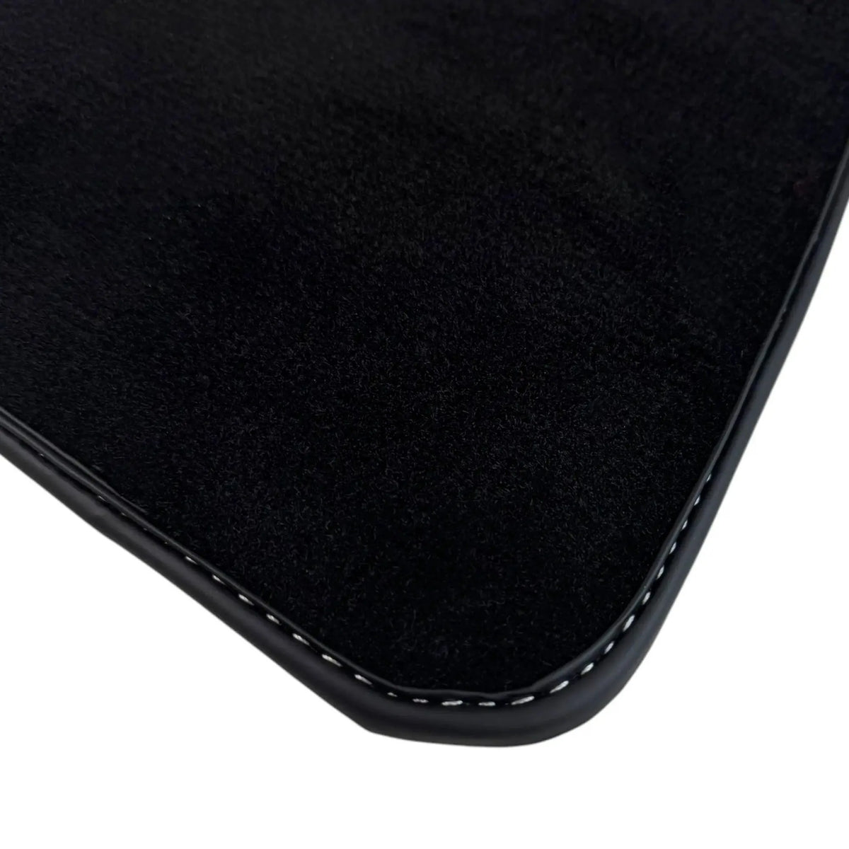 Black Floor Mats for Rolls Royce Phantom Drophead Coupe (2007-2016) with White Leather | RR Logo