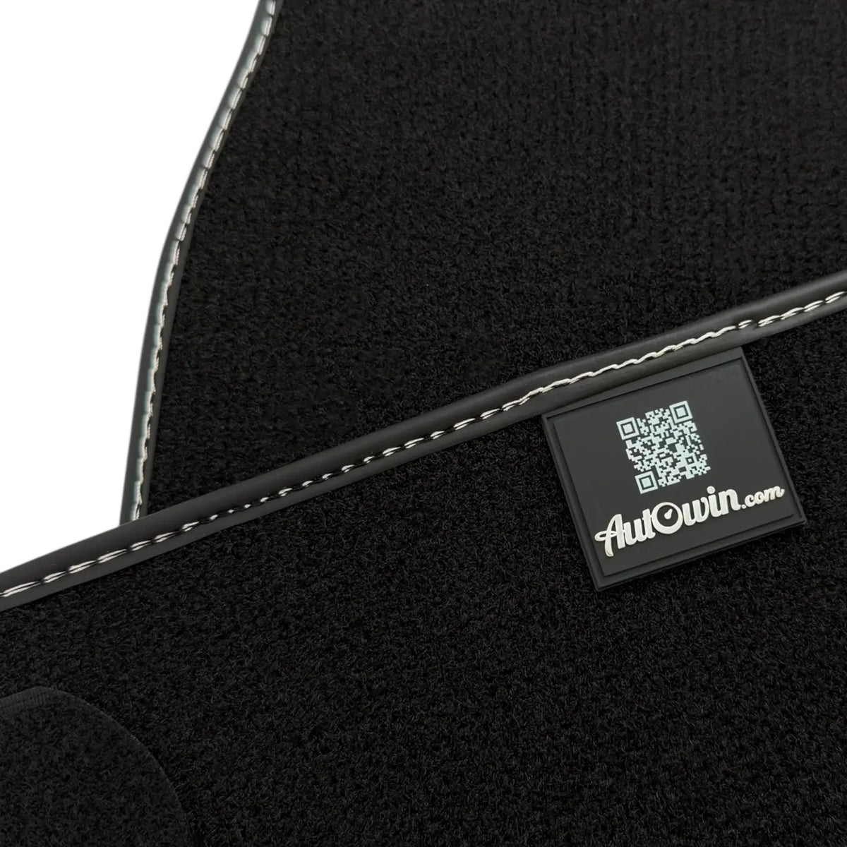 Black Floor Mats for Rolls Royce Phantom VIII (2017-2024) with Gray Leather Borders