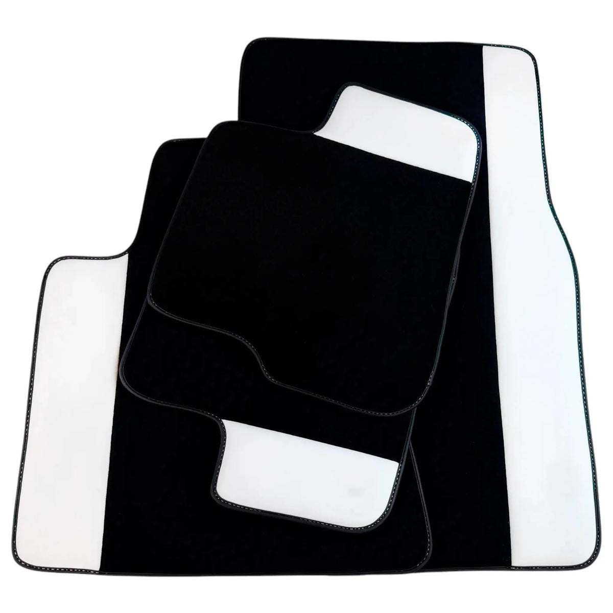 Black Floor Mats for Rolls Royce Phantom VIII (2017-2024) with White Leather