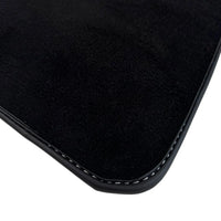 Black Floor Mats for Rolls Royce Phantom VIII (2017-2024) with White Leather | RR Logo