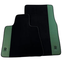 Black Floor Mats for Rolls Royce Shadow (1965-1977) with Green Leather
