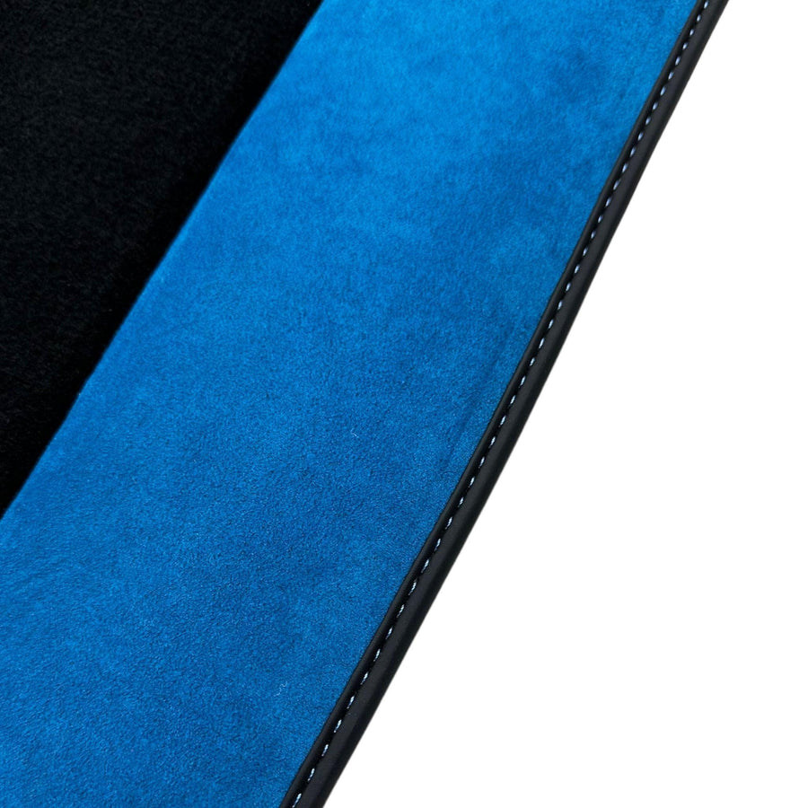 Black Floor Mats For Rolls Royce Spectre (2023-2024) Blue Alcantara Leather - AutoWin