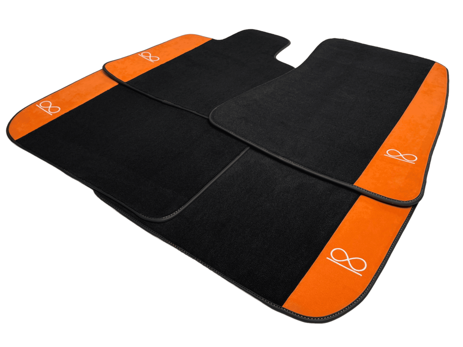 Black Floor Mats For Rolls Royce Spectre (2023-2024) Orange Alcantara Leather - AutoWin