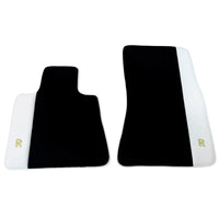 Black Floor Mats for Rolls Royce Spectre 2023-2024 with White Leather | RR Logo
