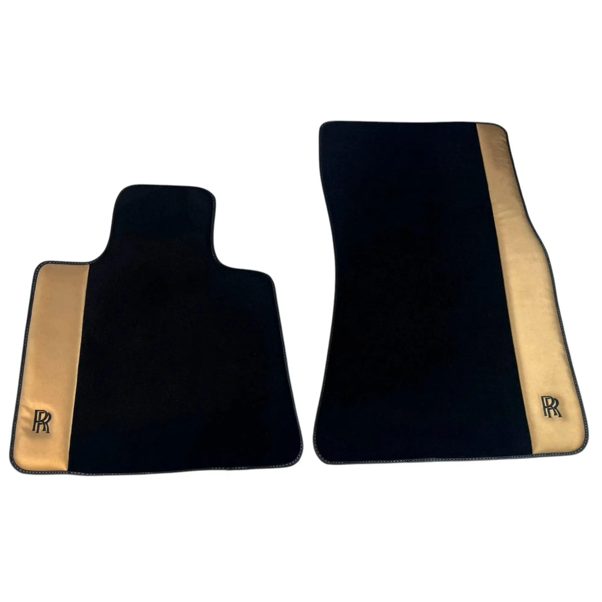 Black Floor Mats for Rolls Royce Wraith (2013–2023) with Gold Leather
