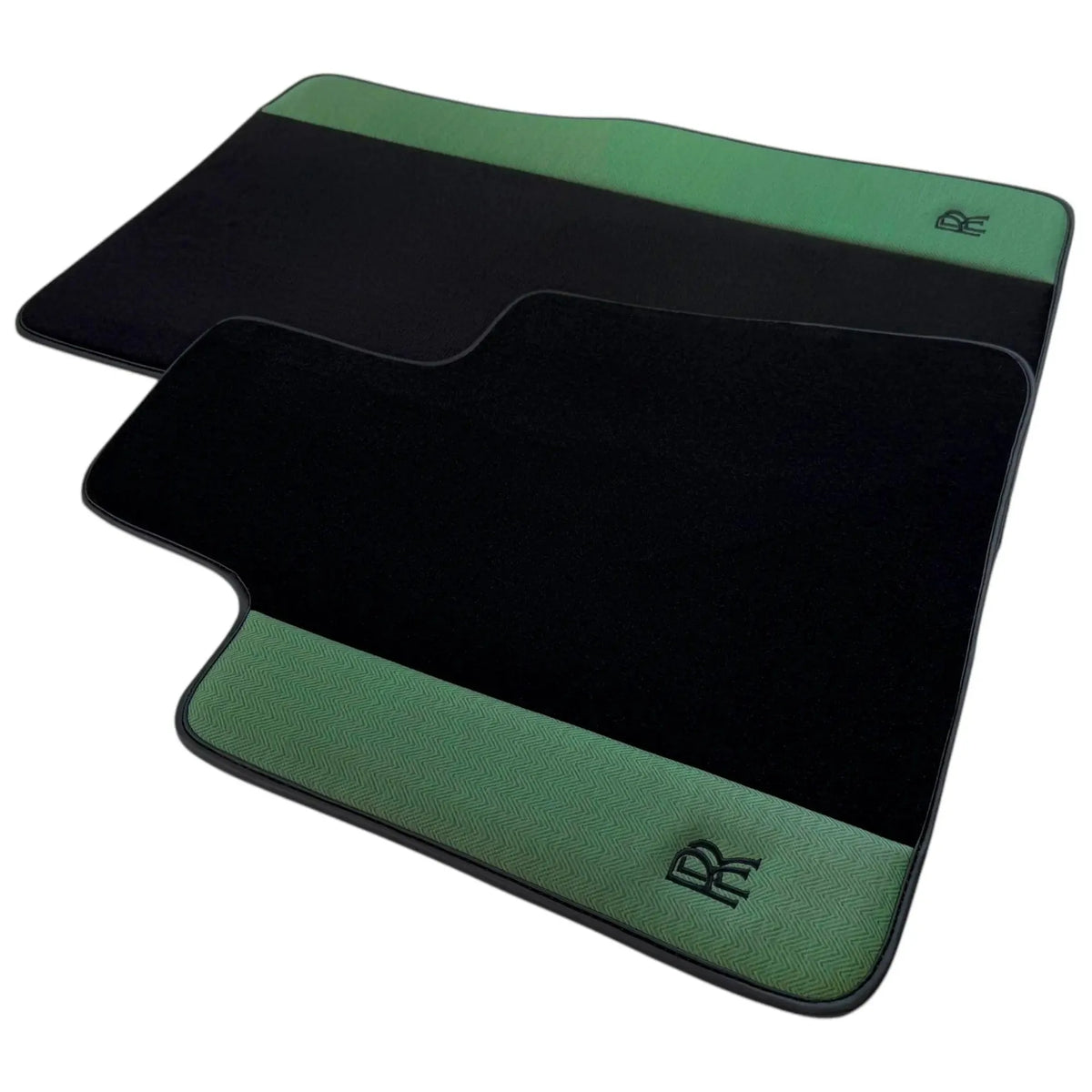 Black Floor Mats for Rolls Royce Wraith (2013–2023) with Green Leather