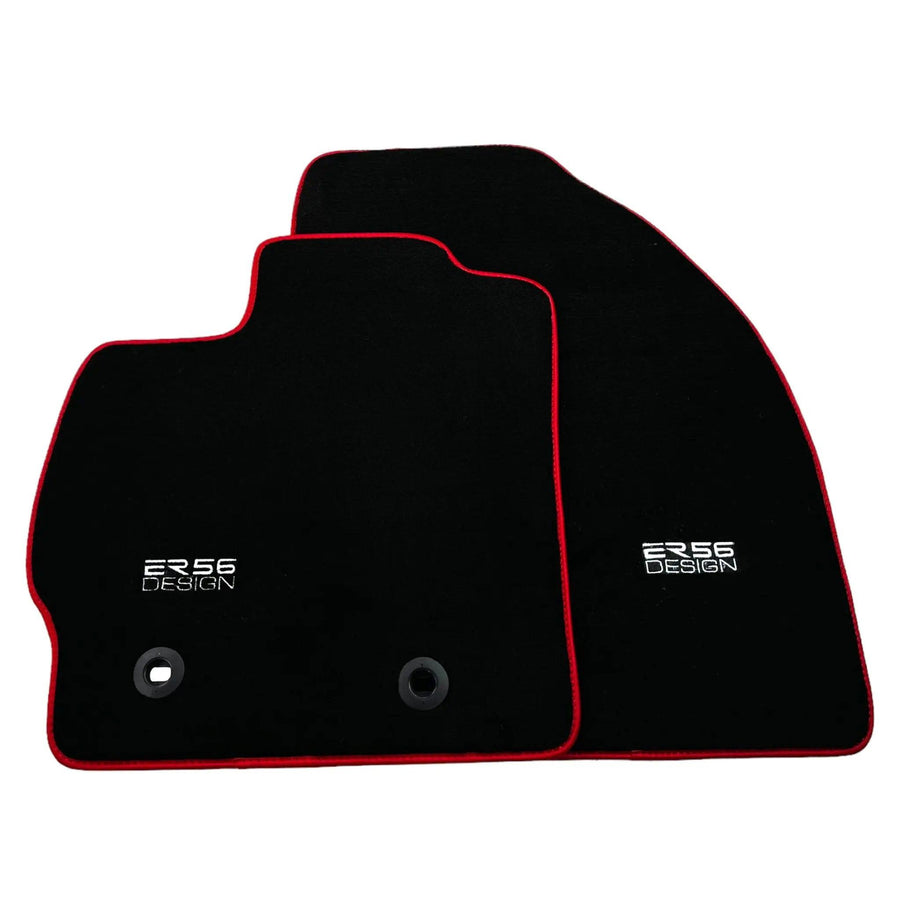 Black Floor Mats for Toyota Prius (2009-2012) ER56 Design with Red Trim - AutoWin