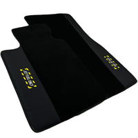 Black Floor Mats with Leather for BMW 5 Series G30 - "Jet Fuel Only" - AutoWin