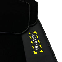 Black Floor Mats with Leather for BMW Gran Tourer F46 (2015-2022) 7 Seats - "Jet Fuel Only" - AutoWin