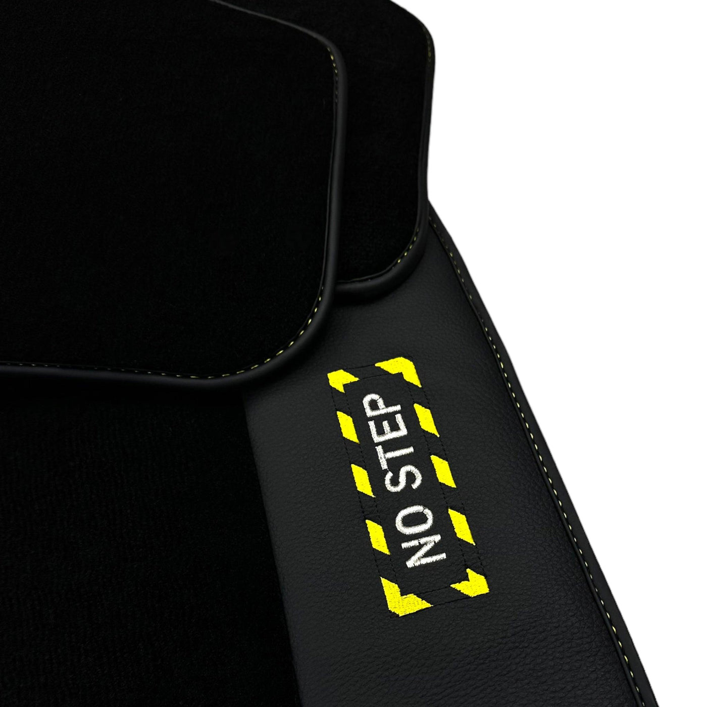 Black Floor Mats with Leather for BMW G60 (2023-2026) Sedan - "Jet Fuel Only" - AutoWin