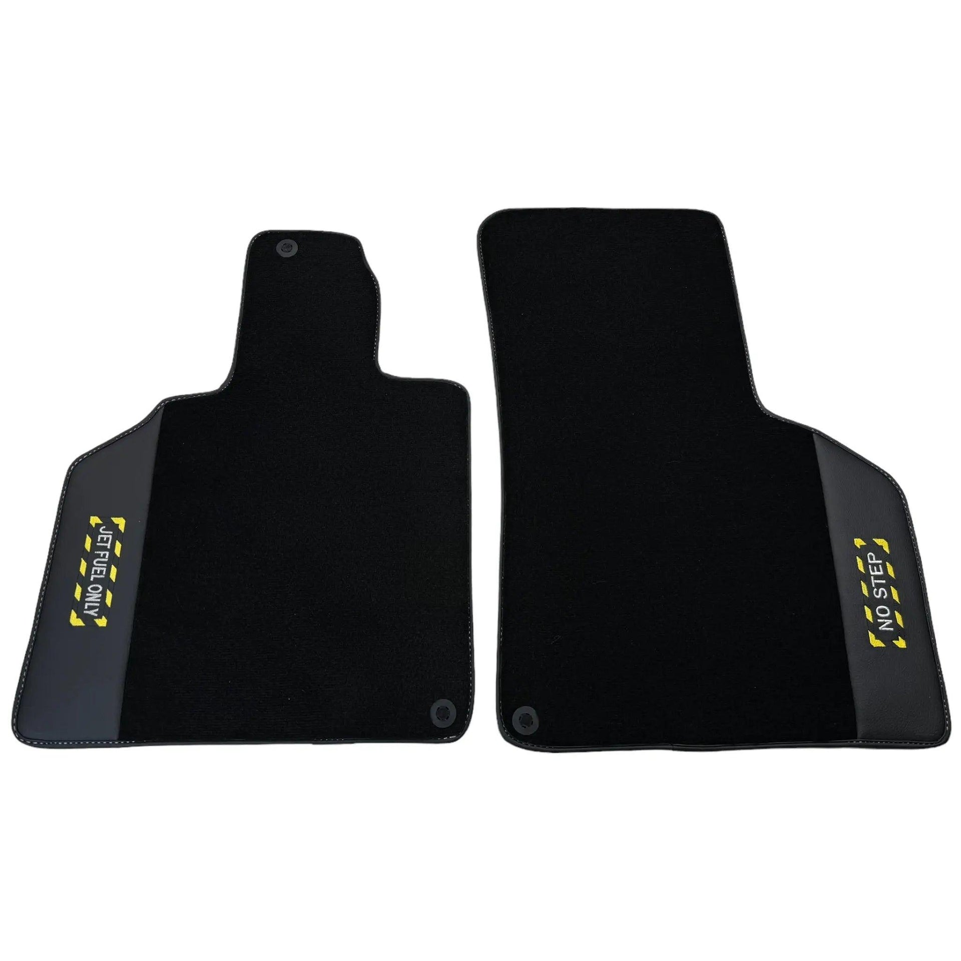 Black Floor Mats with Leather for Lamborghini Gallardo (2004-2014) - Fighter Jet Edition - AutoWin