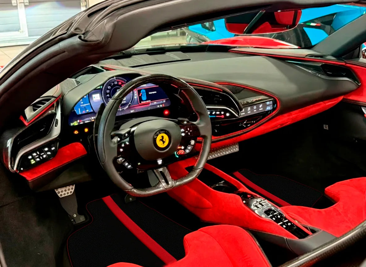 Black Floor Mats with Leather Line for Ferrari Portofino (2018-2023) - Various Colors