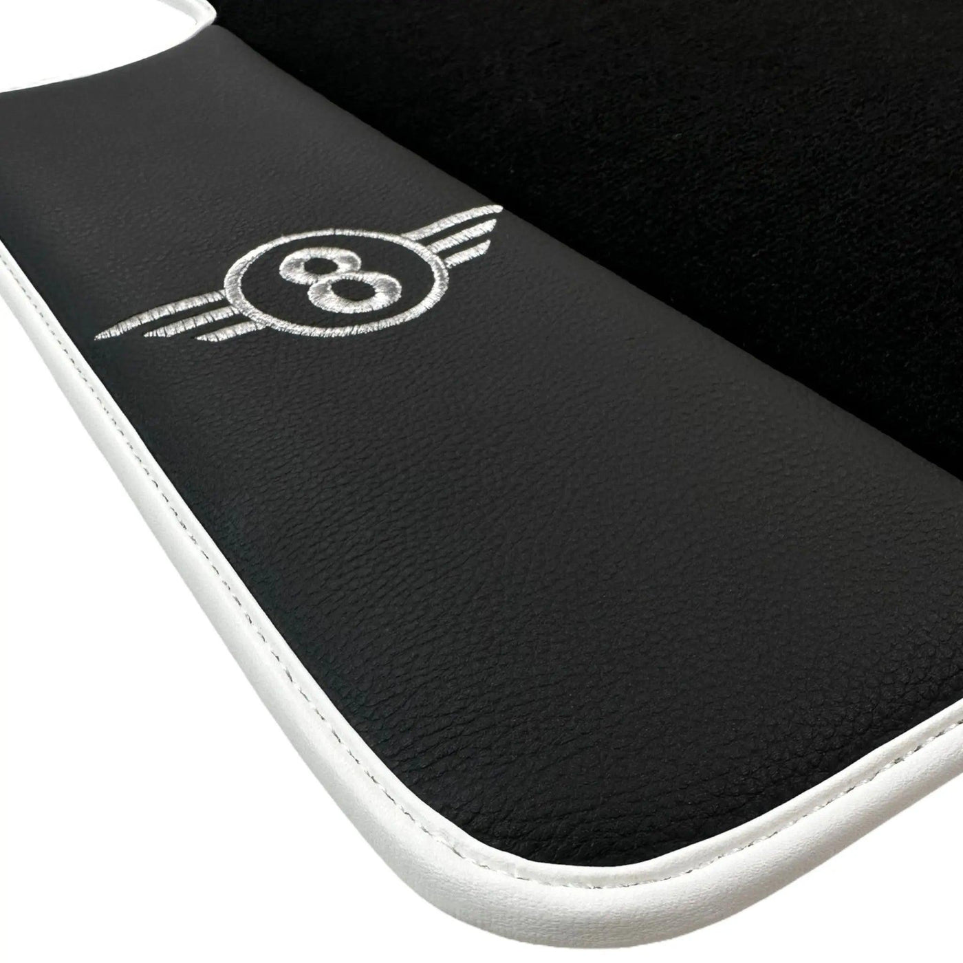 Black Floor Mats for Mini Cooper F56 (2013-2022) with Leather | White Trim - AutoWin