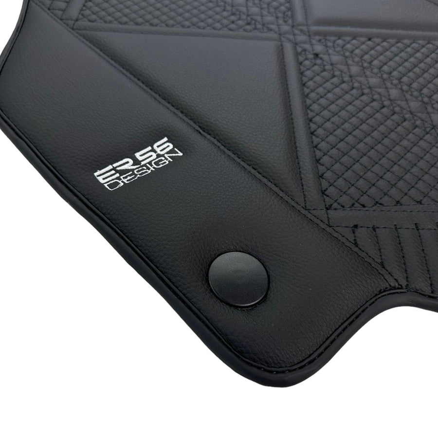 Black Leather Floor Mats For Ferrari 458 Spider (2012-2015) ER56 Design - AutoWin
