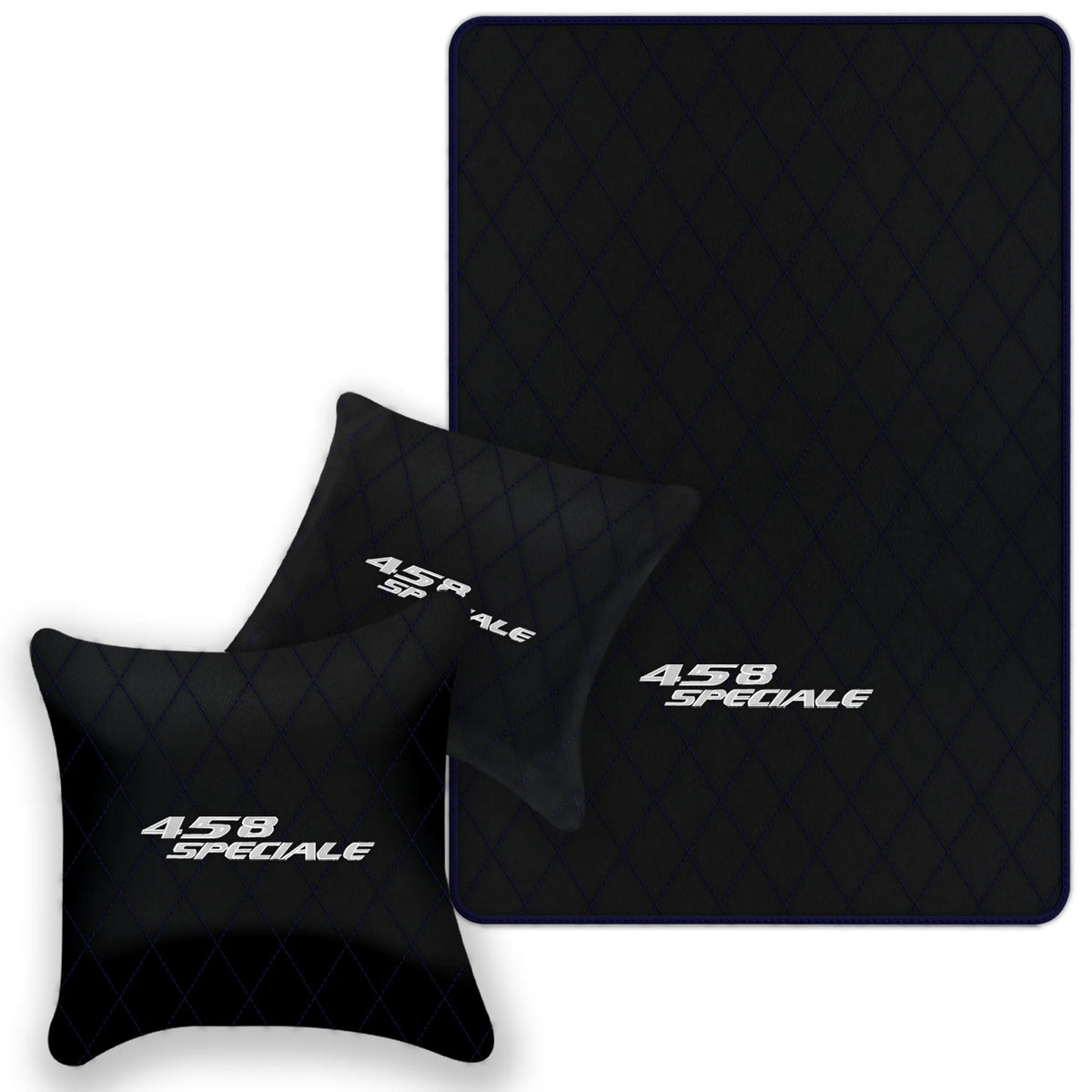 Black Leather Floor Mats for Ferrari 458 Speciale (2012-2015) with Single Diamond Pattern | Full Set Option
