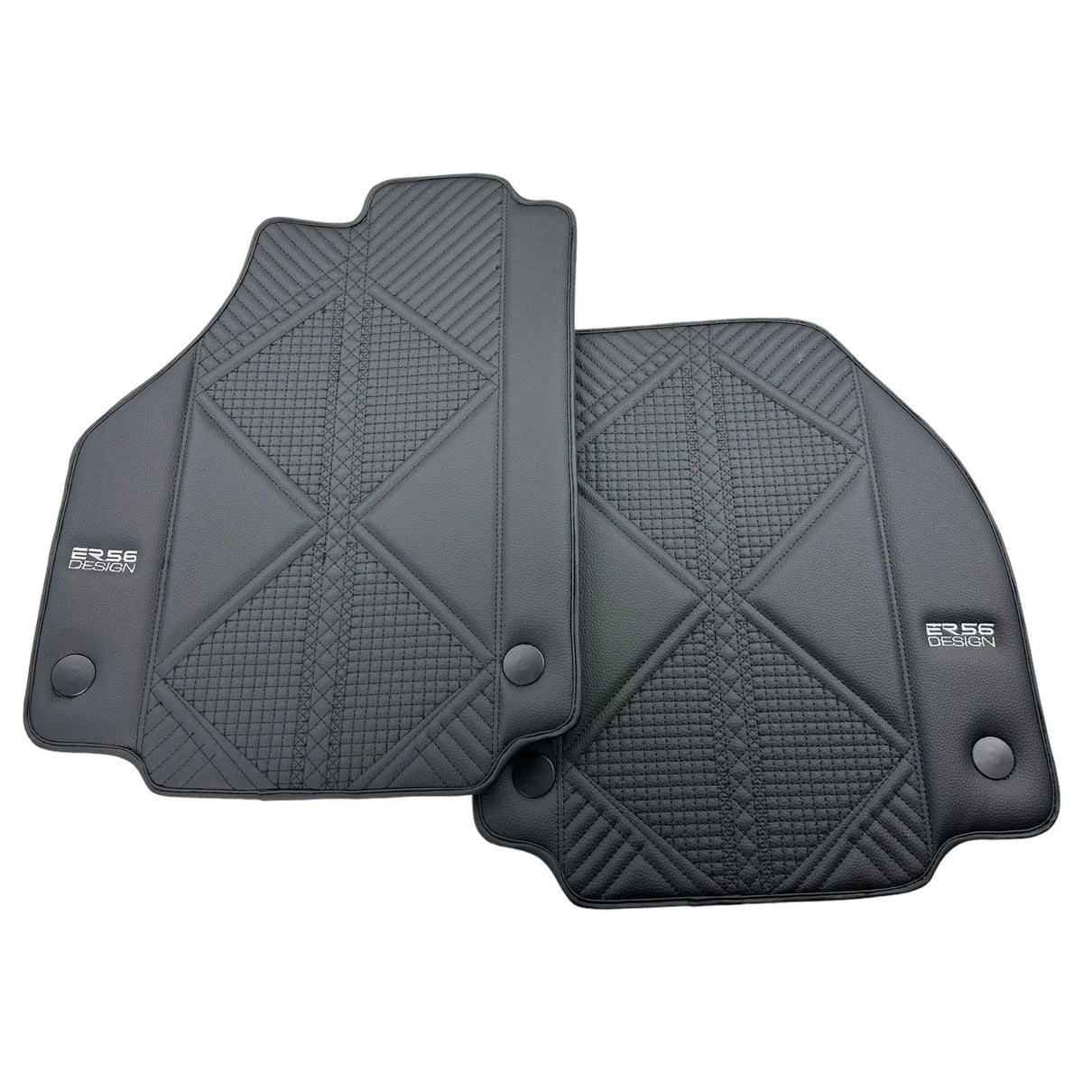 Black Leather Floor Mats For Ferrari 458 Spider (2012-2015) ER56 Design - AutoWin