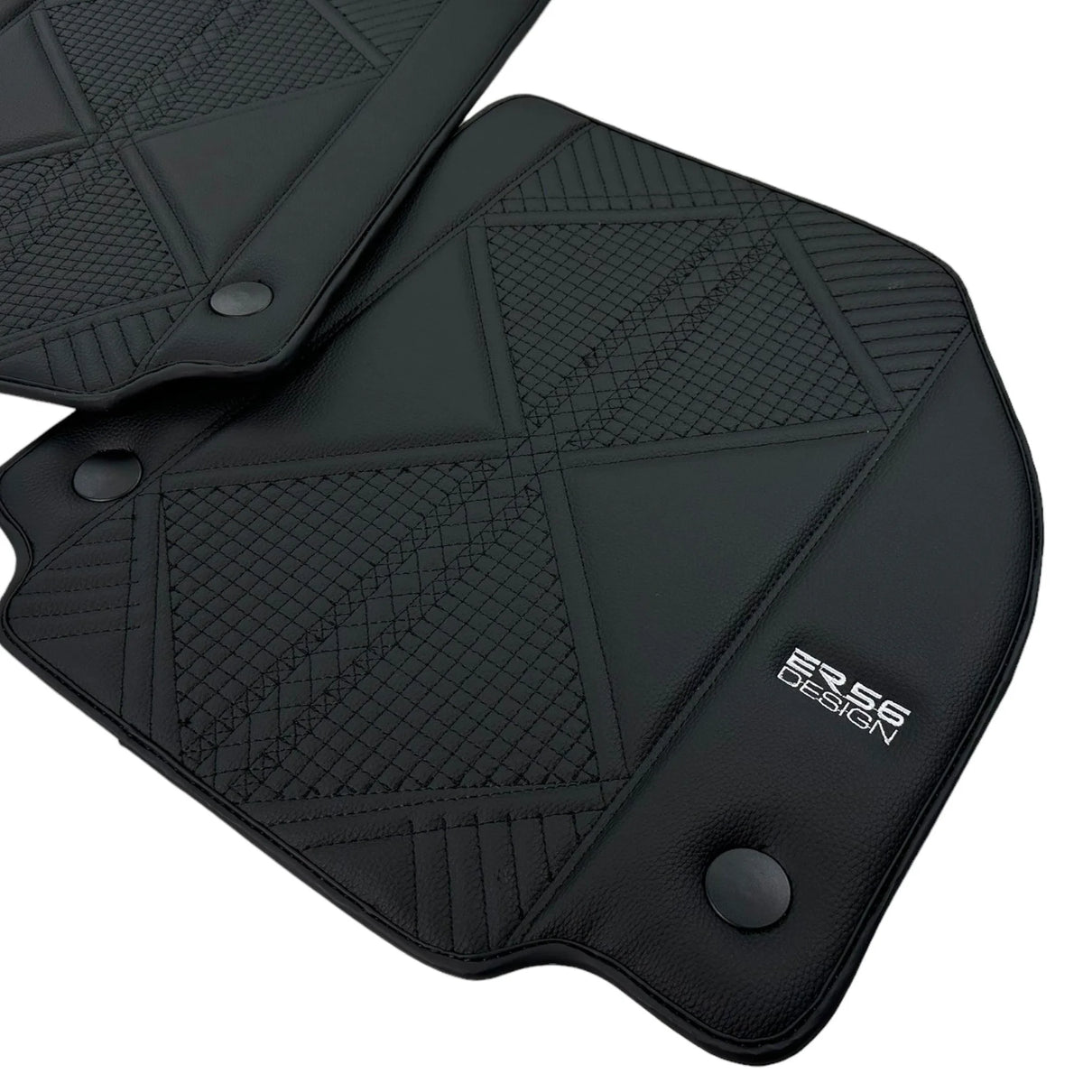 Black Leather Floor Mats For Ferrari 488 GTB (2016-2022) ER56 Design - AutoWin