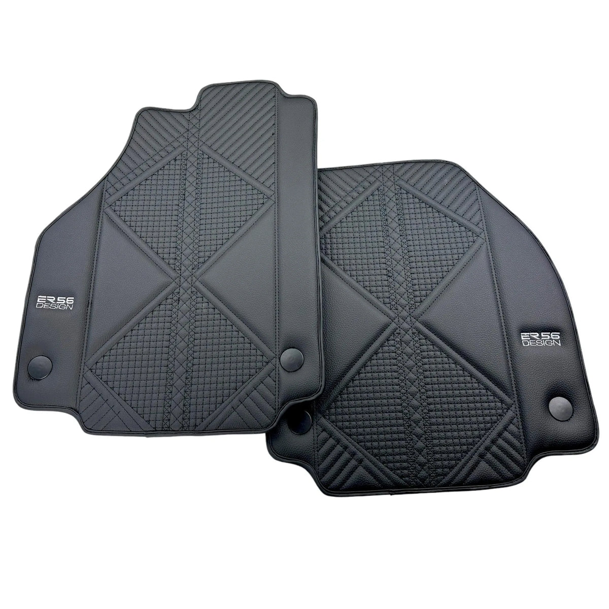 Black Leather Floor Mats For Ferrari 488 Spider (2016-2022) ER56 Design - AutoWin