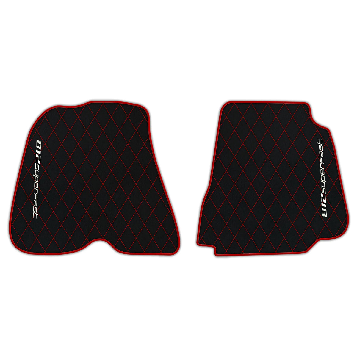 Black Leather Floor Mats for Ferrari 812 Superfast (2018-2023) with Single Diamond Pattern | Full Set Option