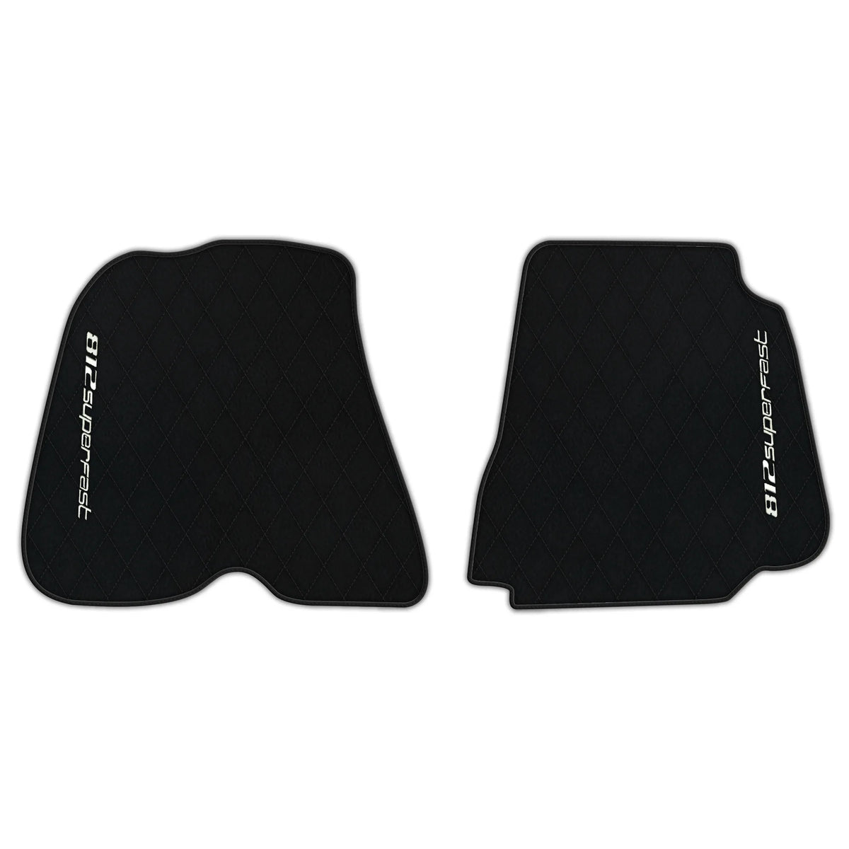 Black Leather Floor Mats for Ferrari 812 Superfast (2018-2023) with Single Diamond Pattern | Full Set Option