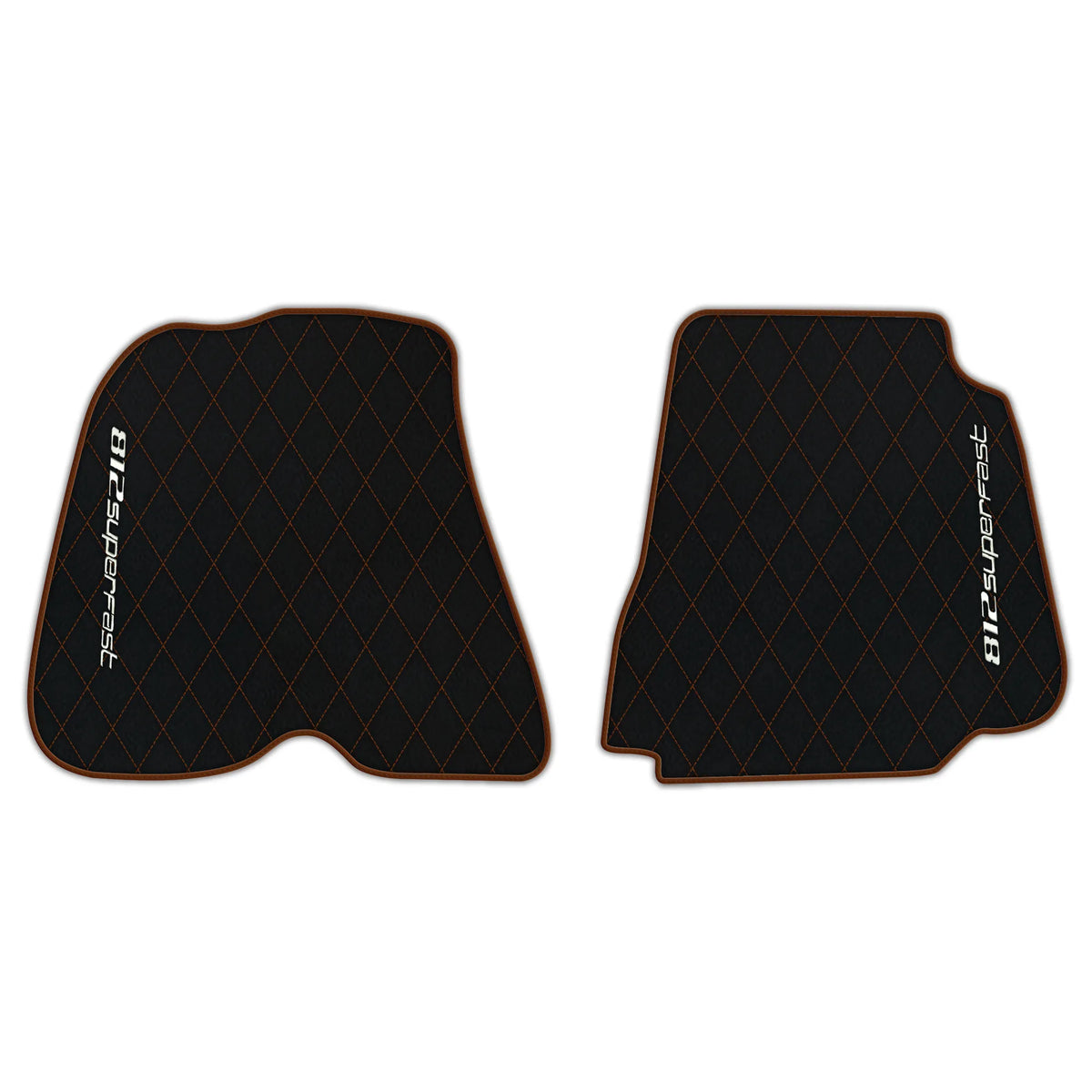 Black Leather Floor Mats for Ferrari 812 Superfast (2018-2023) with Single Diamond Pattern | Full Set Option