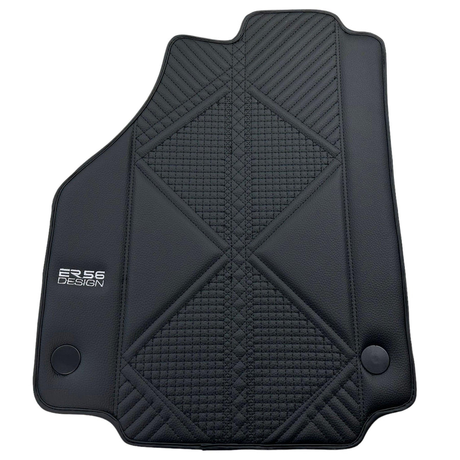 Black Leather Floor Mats For Ferrari F8 Tributo 2019-2022 ER56 Design - AutoWin