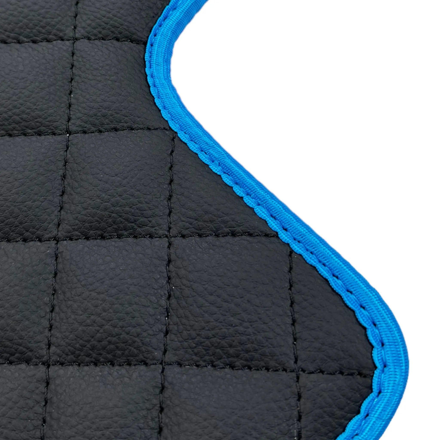 Black Leather Floor Mats For Lamborghini Aventador with Blue Trim - AutoWin