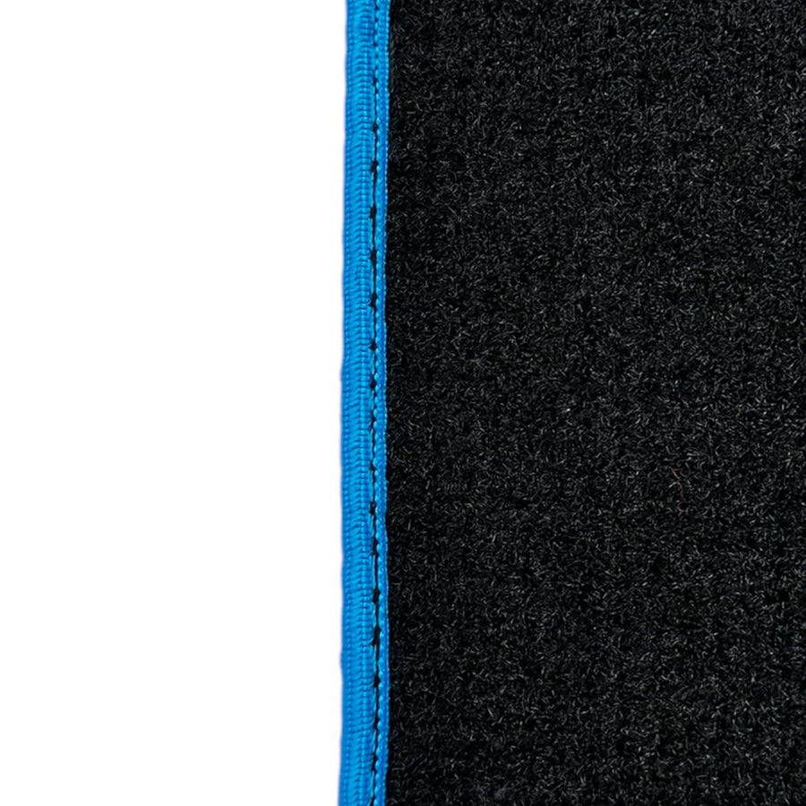 Black Leather Floor Mats For Lamborghini Aventador with Blue Trim - AutoWin