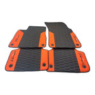 Black Leather Floor Mats For Lamborghini Urus S With Orange Nappa Leather - AutoWin
