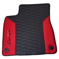 Black Leather Floor Mats For Lamborghini Urus S With Red Nappa Leather - AutoWin