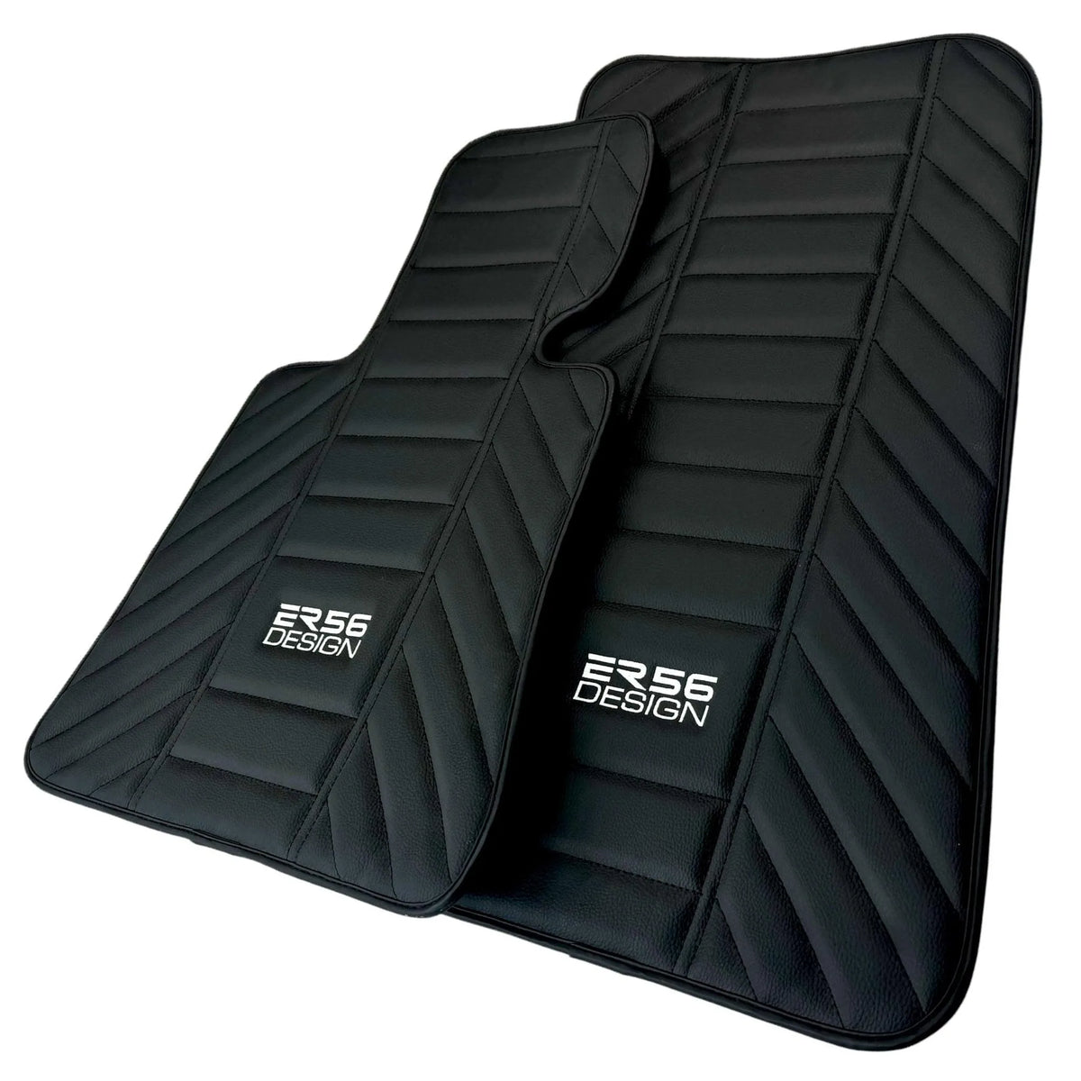 Black Leather Floor Mats for Rolls Royce Phantom VIII (2017-2024) ER56 Design - AutoWin