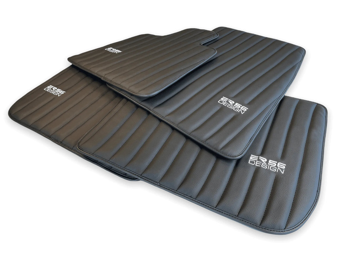 Black Leather Floor Mats for Rolls Royce Phantom VIII (2017-2024) ER56 Design Brand - AutoWin