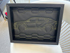 Black Leather Lamborghini Urus Inspired Wall Art: Embroidered Yellow Stitch - AutoWin