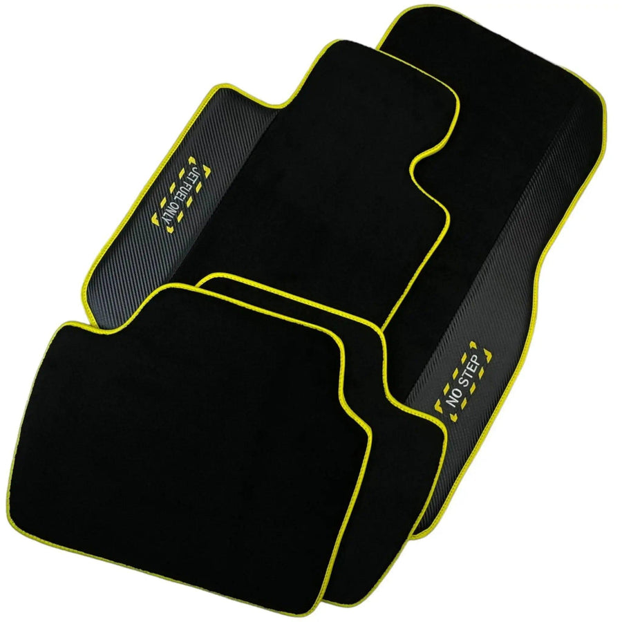 Black Mats For BMW 2 Series F23 Convertible | Fighter Jet Edition | Yellow Trim - AutoWin