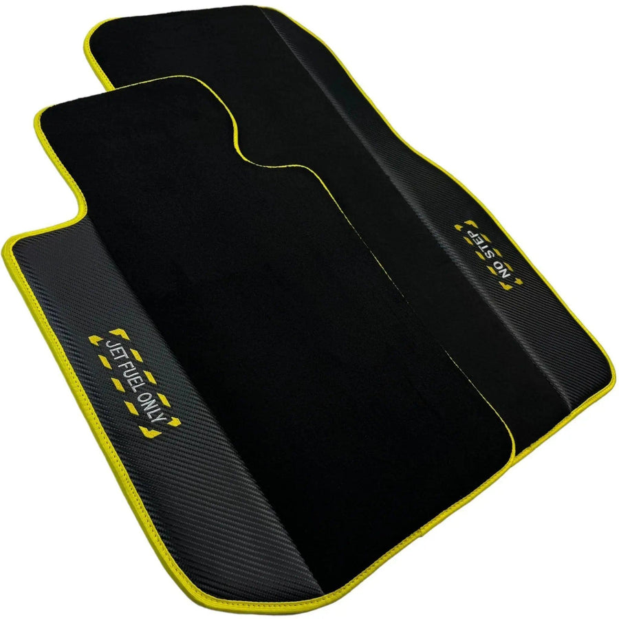 Black Mats For BMW 1 Series F70 | Fighter Jet Edition | Yellow Trim - AutoWin