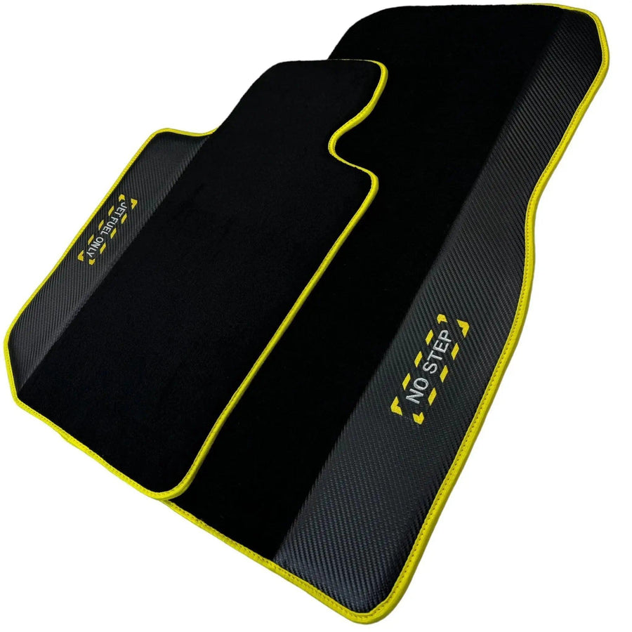 Black Mats For BMW 1 Series F70 | Fighter Jet Edition | Yellow Trim - AutoWin