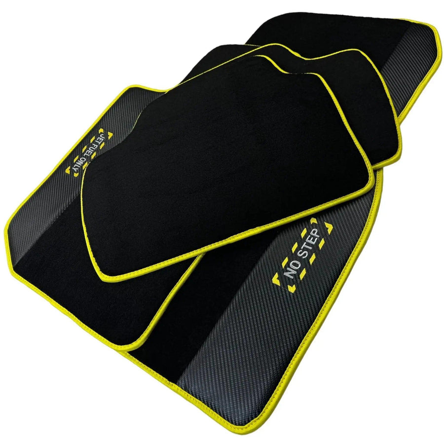 Black Mats For BMW 6 Series E64 Convertible | Fighter Jet Edition | Yellow Trim - AutoWin