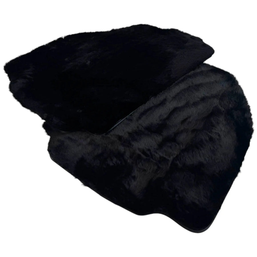 Black Sheepskin Floor Mats for Ferrari 488 Pista Spider (2019-2021)