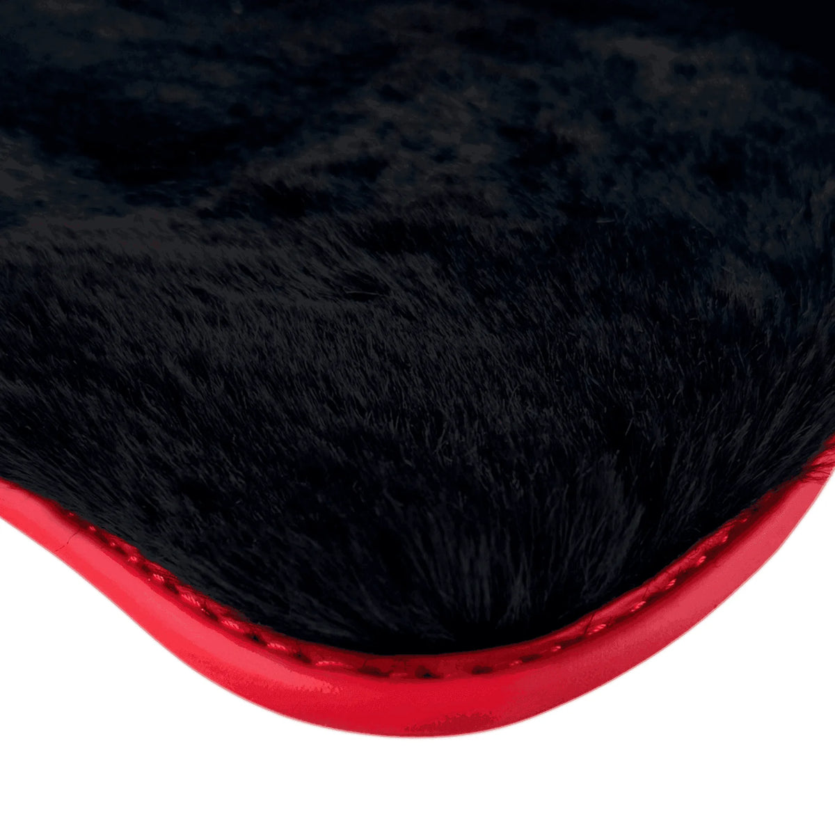 Black Sheepskin Floor Mats for Rolls Royce Dawn (2016-2023) with Red Leather