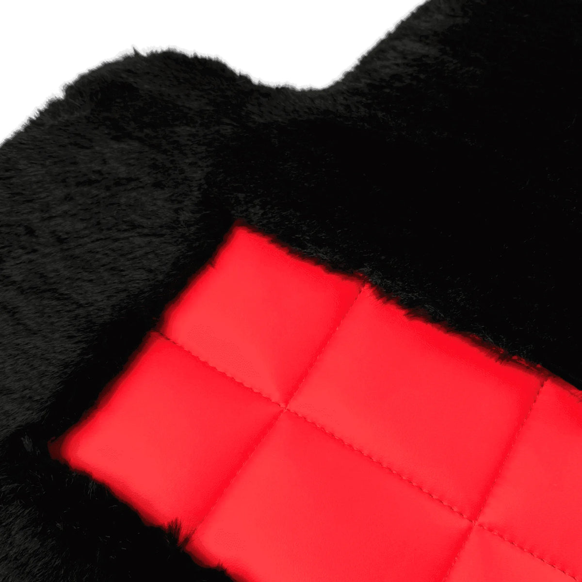 Black Sheepskin Floor Mats for Rolls Royce Dawn (2016-2023) with Red Leather