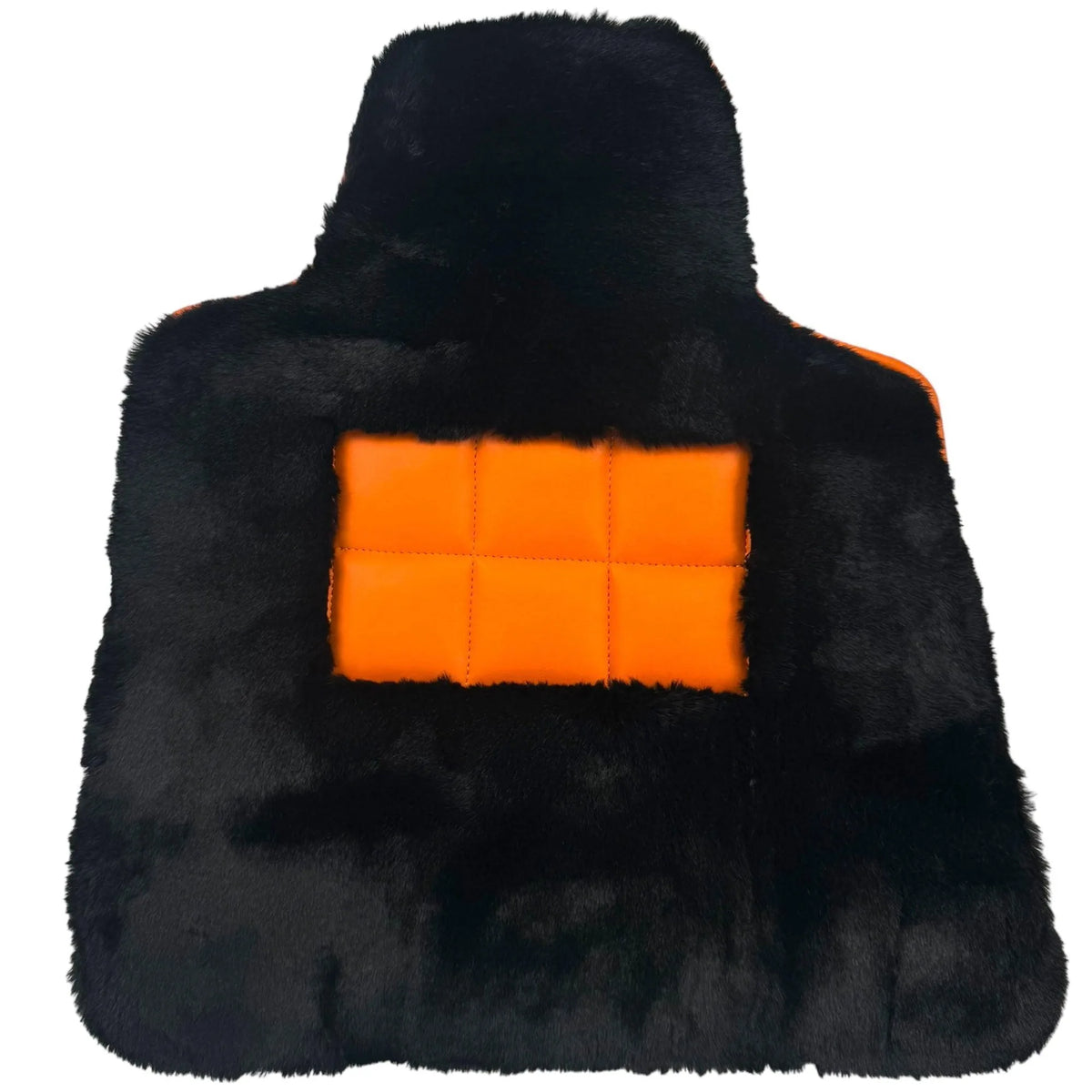 Black Sheepskin Floor Mats for Rolls-Royce Ghost Series II (2021-2024) I Orange Leather Trim - AutoWin