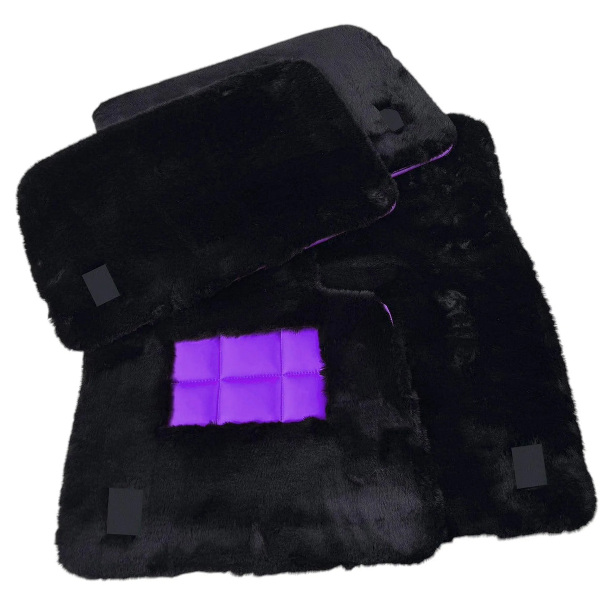 Black Sheepskin Floor Mats for Rolls Royce Phantom Drophead Coupe (2007-2016) Various Leather Colors