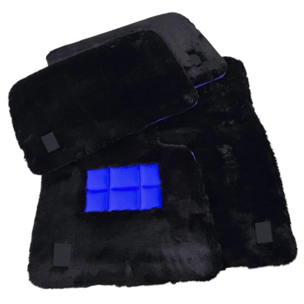 Black Sheepskin Floor Mats for Rolls Royce Phantom Drophead Coupe (2007-2016) Various Leather Colors