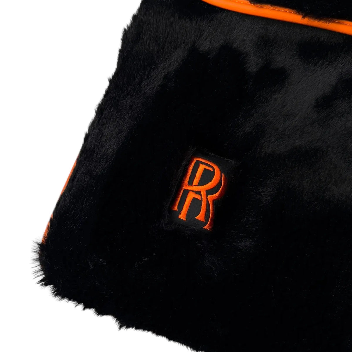 Black Sheepskin Floor Mats for Rolls Royce Phantom VIII (2017-2024) with Orange Leather