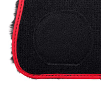 Black Sheepskin Floor Mats for Rolls Royce Spectre (2023-2024) with Red Leather